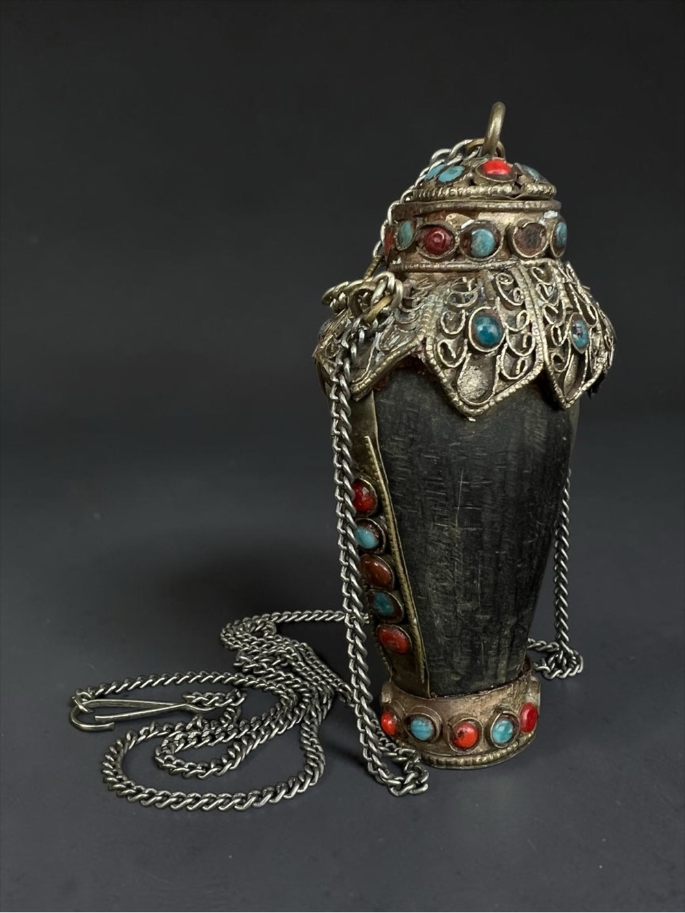 💖 Vintage Horn Snuff Bottle Necklace 💖